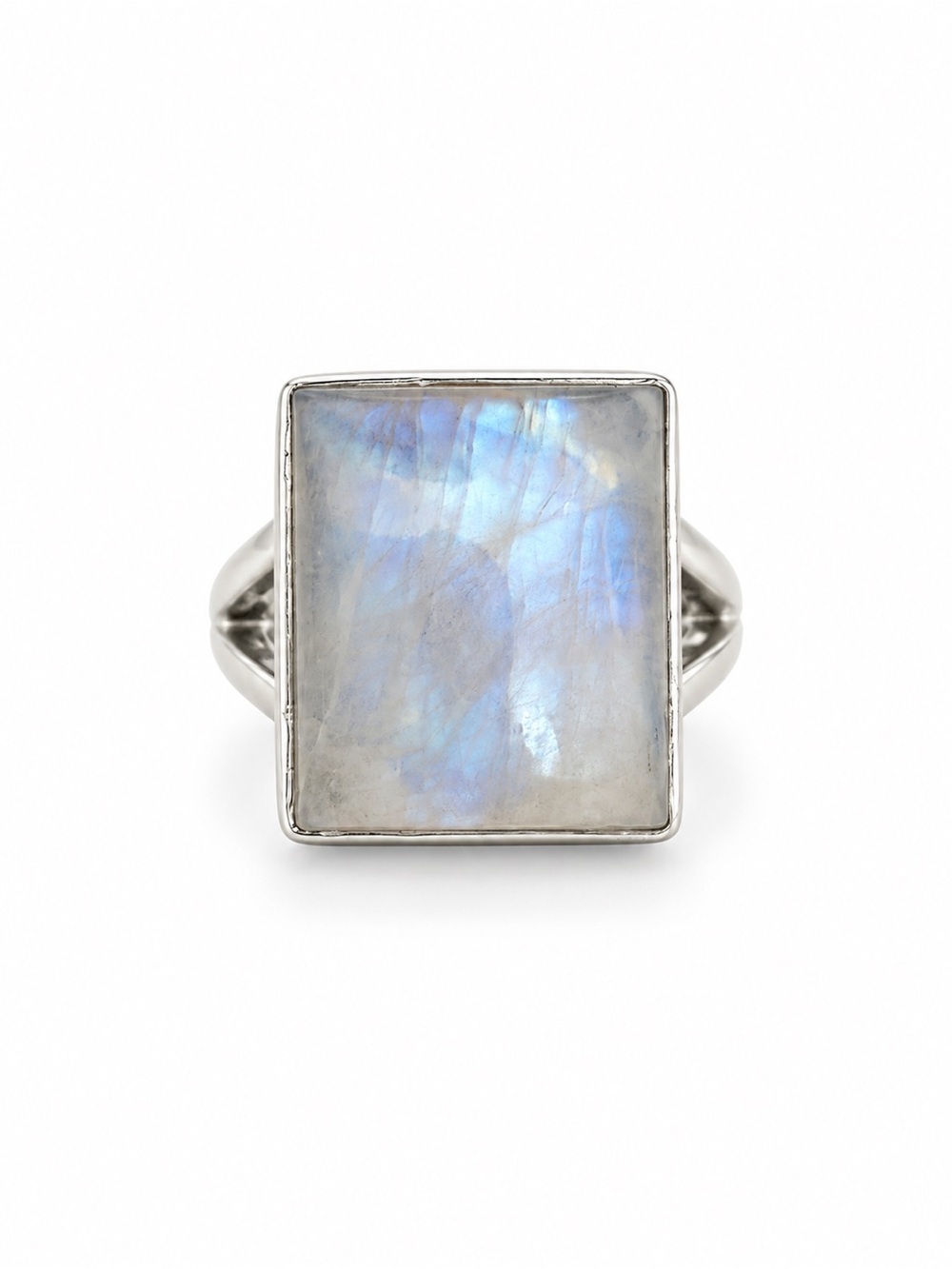 Moonstone Square Split Shank Ring (S925)
